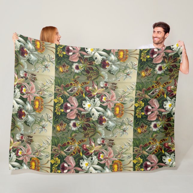 Fine Art Orchids - Art Forms of Nature Fleece Blanket (In Situ)