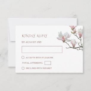 Fine Art Painted Magnolia Flowers Wedding RSVP Card