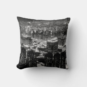 Fine art photography of Hong Kong city in contrast Cushion