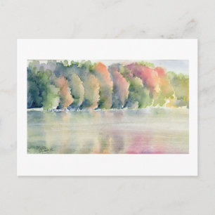 Fine Art Postcard- Autumn Lake, watercolour Postcard