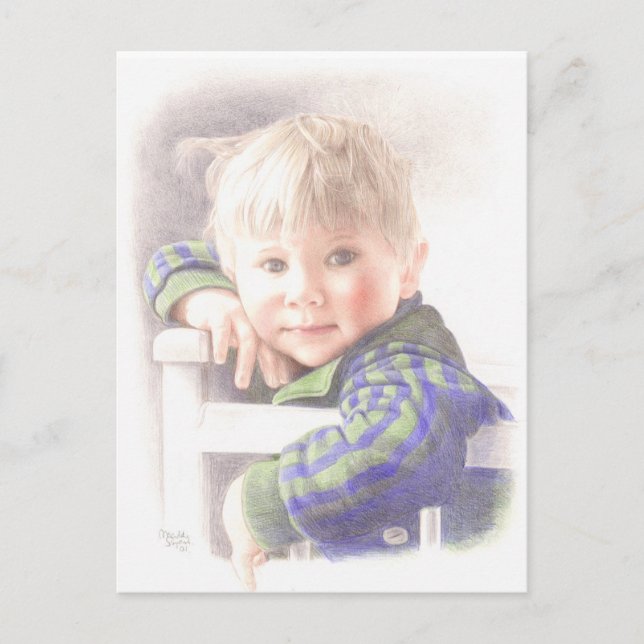 Fine Art Postcard- Little Mischief, colour pencil Postcard (Front)
