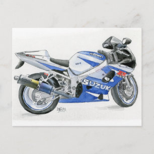 Fine Art Postcard- Suzuki motorbike, watercolour Postcard