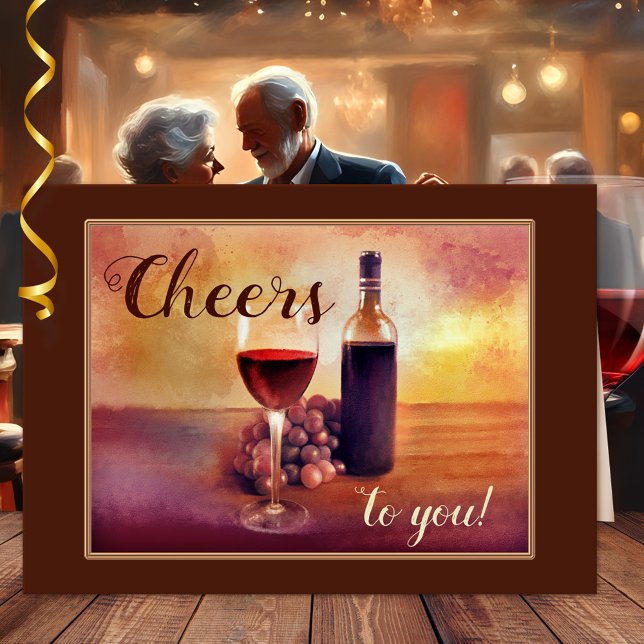 Fine Art Red Wine Congratulations Card (Greeting card featuring an original painting by ©Anne Vis of a still life with red wine)