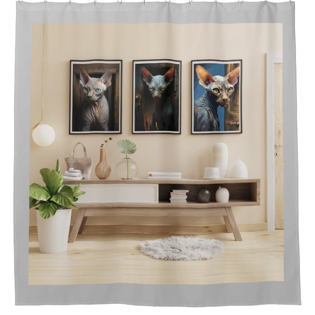 Fine Art Sphynx Cats Shower Curtain (Front)