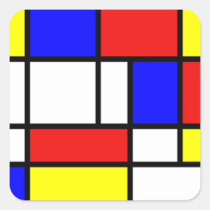 Fine Art sticker,Mondrian, Composition Square Sticker