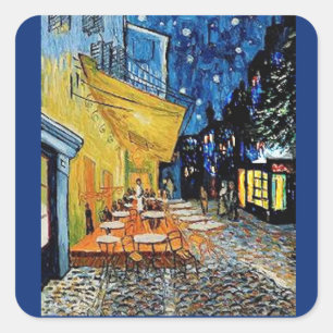 Fine Art sticker,Vincent Van Gogh, Night Cafe Square Sticker