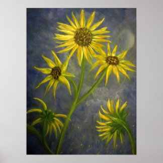 Fine Art Sunflower Painting Print "Apparition 1"