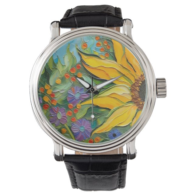 Fine art Sunflower- Van Gogh-esque Watch (Front)