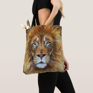 Fine art textile lion. Tote bag 