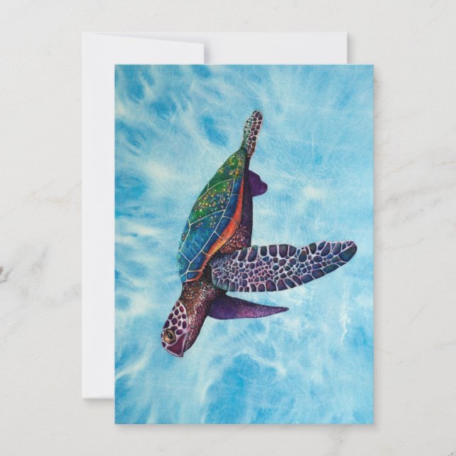 Fine art textile turtle. Greetings card (Front)