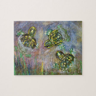 Fine Art Three Turtle Painting Rainbow Puzzle Pond