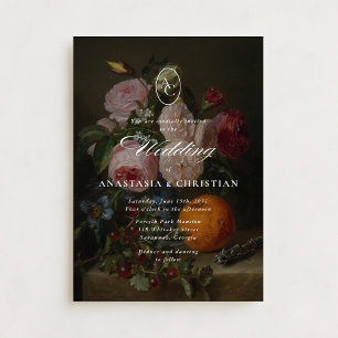 Fine art vintage floral still life wedding  invitation