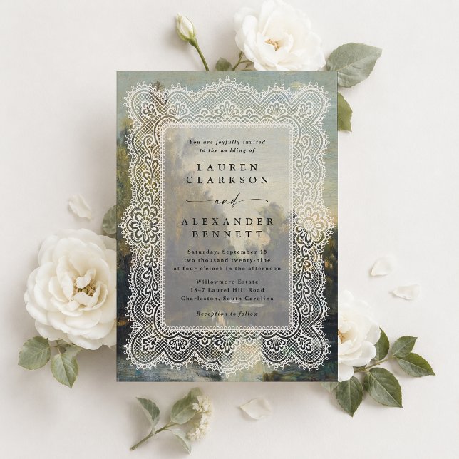 Fine Art & Vintage Lace Wedding Invitation (Creator Uploaded)