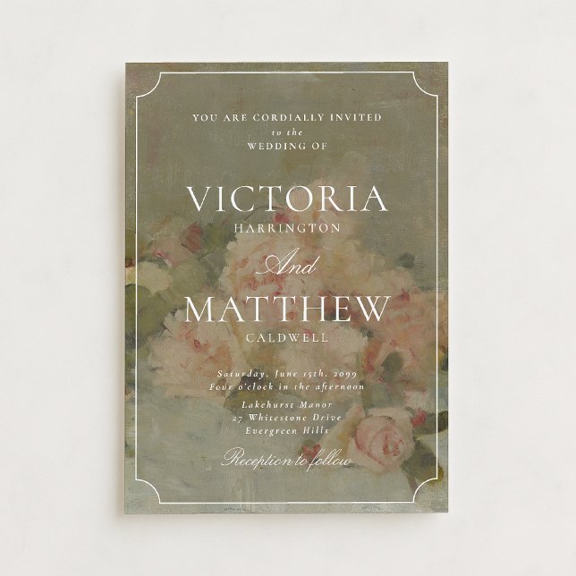 Fine Art Vintage Pink Roses Wedding Invitation (Creator Uploaded)