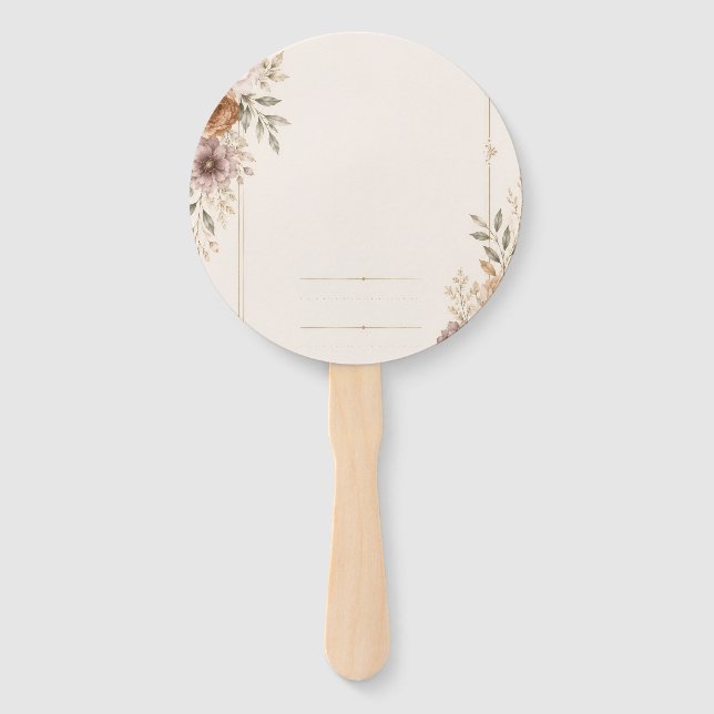 Fine Art Wedding Invitation with Romantic Painted  Hand Fan (Front)