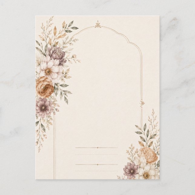 Fine Art Wedding Invitation with Romantic Painted  Postcard (Front)