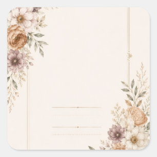 Fine Art Wedding Invitation with Romantic Painted  Square Sticker