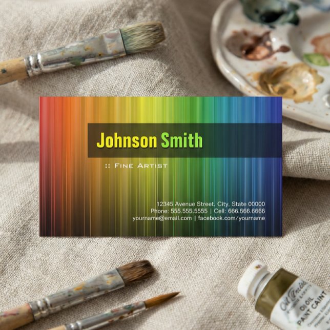 Fine Artist - Stylish Rainbow Colours Business Card (Creator Uploaded)