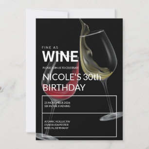 Fine As Wine Elegant Birthday Party Invitation