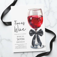 Fine as Wine Elegant Black Bow 30th Birthday Party