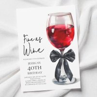 Fine as Wine Elegant Black Bow 40th Birthday Party