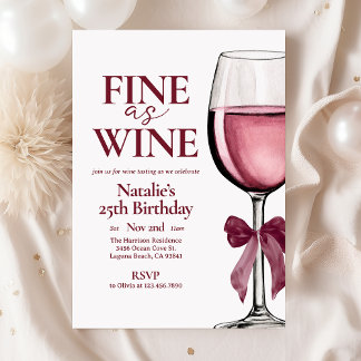 Fine As Wine Elegant Wine Tasting Vino Birthday Invitation