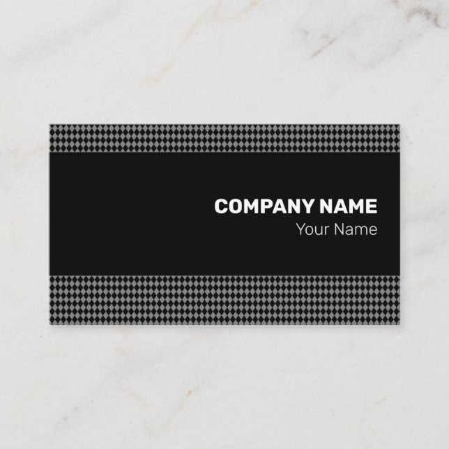 Fine Black Monochrome Small Rhombus Business Card (Front)