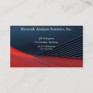 Fine blue and red lines on black background business card