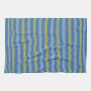 Fine chevron zigzag pattern blue green tea towel