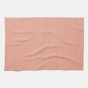 Fine chevron zigzag red pale pink tea towel