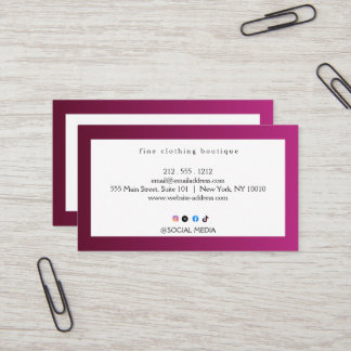 Fine Clothing Boutique Business Card Modern 
