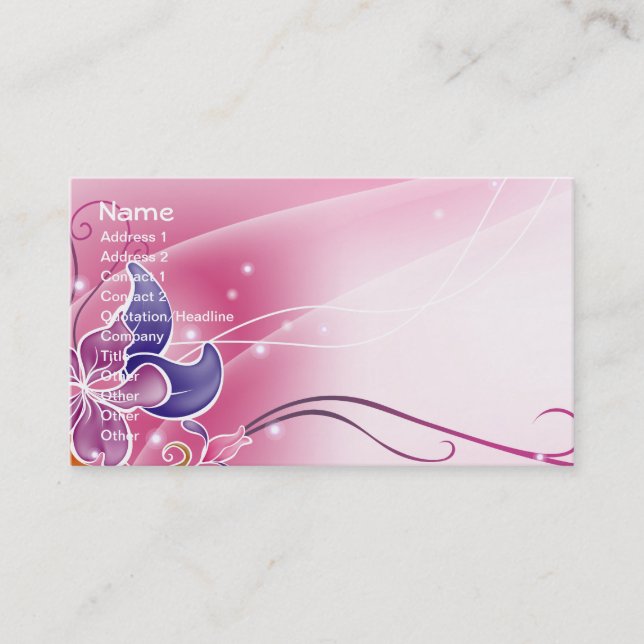 Fine Cool Cute Girly Retro Floral Fashion Business Card (Front)