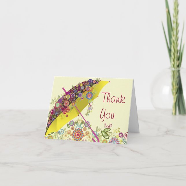 Fine Cool Cute Girly Retro Floral Fashion Thank You Card (Front)