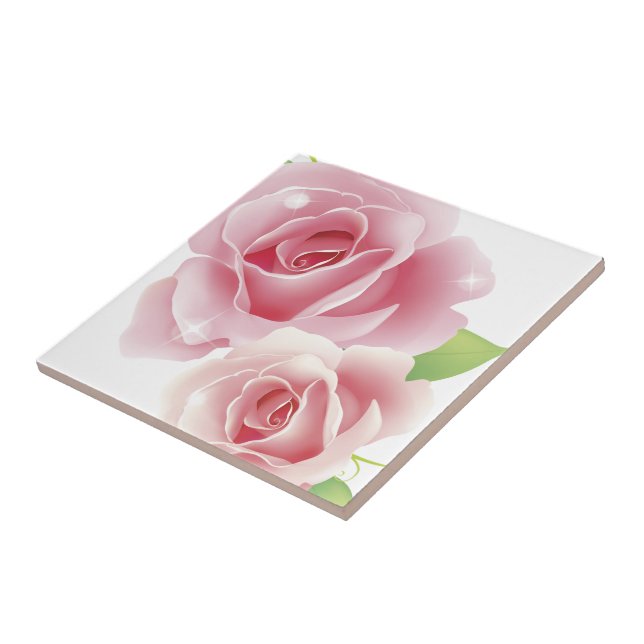 Fine Cool Flowers Cute Girly Retro Floral Tile (Side)