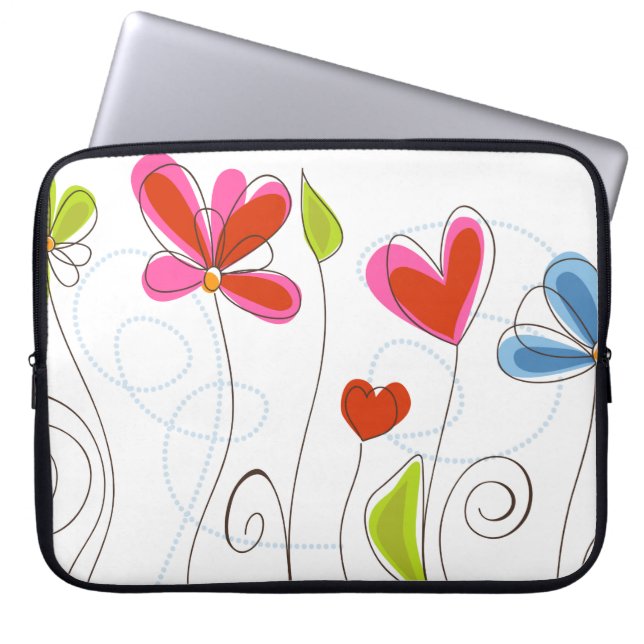 Fine Cute Cool Girly Retro Floral Fashion Laptop Sleeve (Front)
