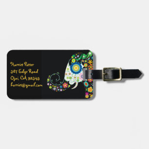 Fine Cute Girly Floral Elephant Luggage Tag