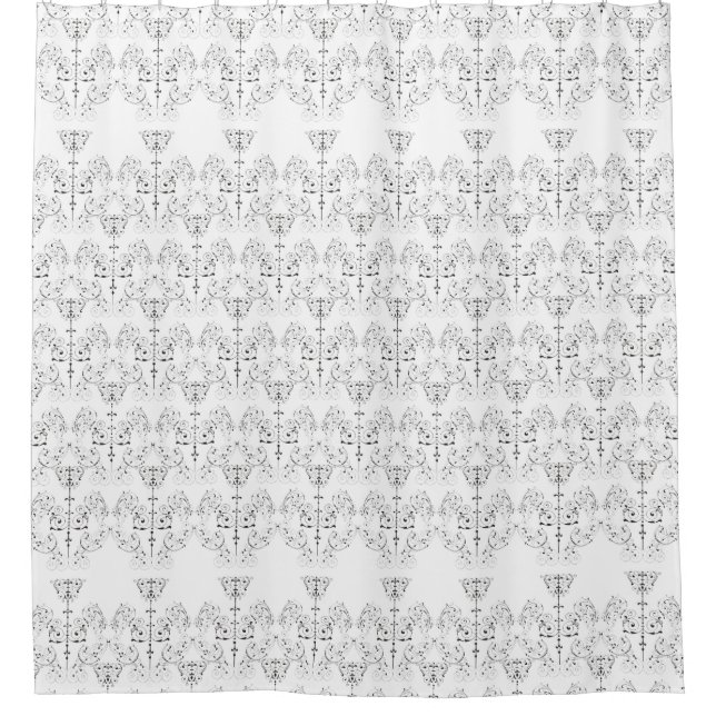 Fine Damask pattern black + your backgr. Shower Curtain (Front)