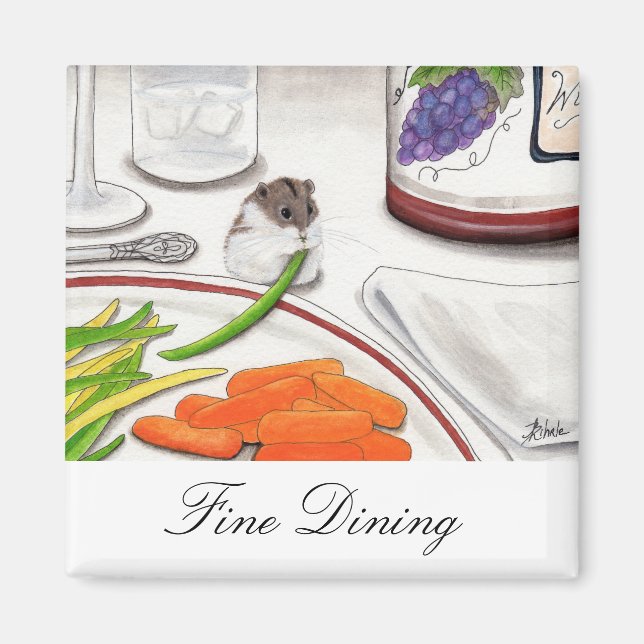 Fine Dining Hamster Art Wine by BiHrle Magnet (Front)