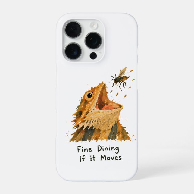 Fine Dining If It Moves Bearded Dragon Art iPhone Case (Back)