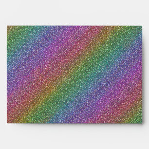 Fine Faux Glitter Sparkles Shiny Rainbow Diagonal Envelope