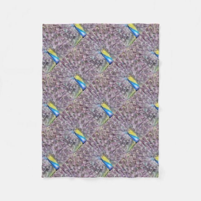 Fine Feather Peacock Mating Plumage Fleece Blanket (Front)