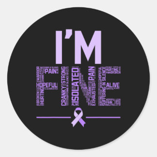 Fine Fibromyalgia Warrior Fibro Awareness Purple R Classic Round Sticker