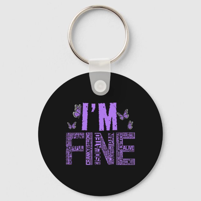 Fine Fibromyalgia Warrior Fibro Awareness Purple R Key Ring (Front)