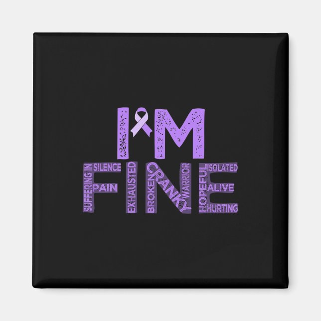 Fine Fibromyalgia Warrior Fibro Awareness Purple R Magnet (Front)