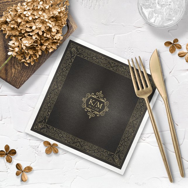 Fine Filigree Gold Border Wedding ID87 Napkin (Creator Uploaded)