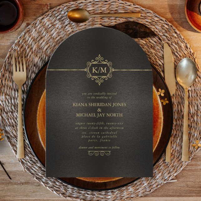 Fine Filigree Gold Wedding Arch ID871 Invitation (Creator Uploaded)