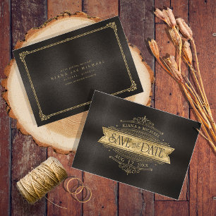 Fine Filigree Gold Wedding ID871 Save The Date