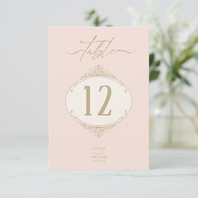Fine Filigree Gold Wedding Table Number ID870 (Standing Front)