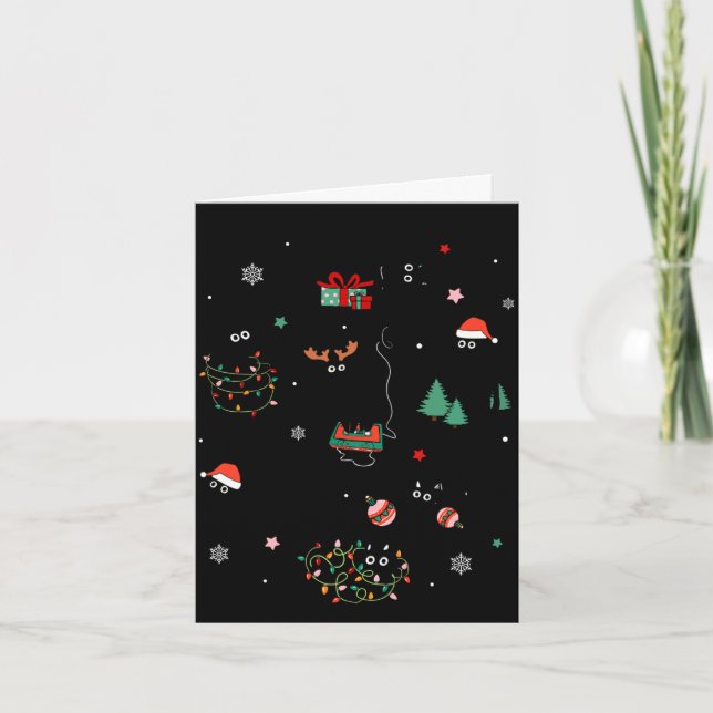 Fine fine playful black cats funny kitten card (Front)