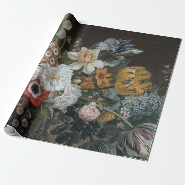 Fine Floral Decoupage Poster Wrapping Paper (Unrolled)